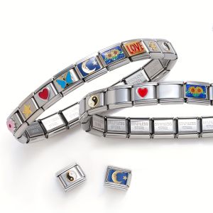 สร้อยข้อมือยืดระดับพรีเมียมสแตนเลส สร้อยข้อมือรูปภาพสวยงาม รั้งเสน่ห์อิตาลี