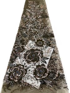 5 Yards African Lace Fabric 2025 High Quality French 3D Flower Sequins Embroidery Beads Tulle Lace Fabric For Party Dress