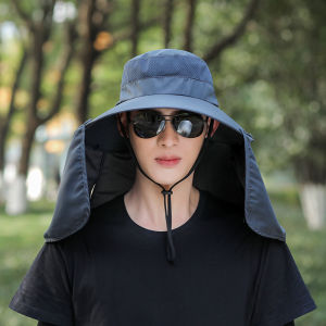 Fisherman Hat 2 in 1 Sun Hat Sun Protection Waterproof Detachable Adjustable Waterproof Breathable Fisherman Hat for Men Fishing Hat Cowboy Hat with Cover Beach Hat for Men Big Hat Anti UV Hat for Men Farmer Hat
