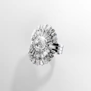 💖Swarovski💖(New)Idyllia Ring Set (3) Silver Mixed Cut Shell White Diamond Ring S925 Sterling Silver Womens Fashion Ring Hypoallergenic Non-allergenic Valentines Day Gift Birthday Gift for Girlfriend Bestie