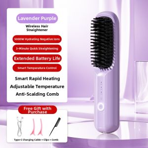 DK | Ionic Protection Wireless Small Portable Hair Straightener Curling Iron Comb