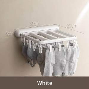 Foldable Clothes Hanger Punch-free Home Balcony Clothes Wall Hanging Drying Rack Socks Drying Hanger Multi-clip Clothes Hanging
