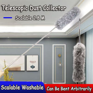 Microfiber Duster 280CM Ceiling Fan Duster Brush Long Handle Extendable Bendable Feather Bendable Feather Cobweb Duster Scratch-Resistant Bulu Ayam Panjang 除尘掸子