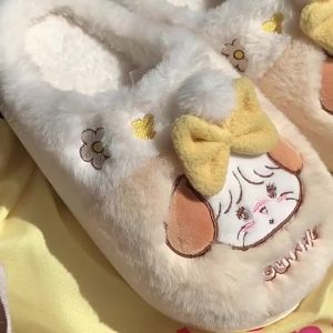 XIXITIAO Ladies Bow Puppy Fun Cotton Slippers 2024 Autumn and Winter Cute Cartoon mikko Joint Name Fluffy Shoes ins