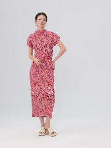 9719-9407 One Size (45-75kg) Sanzhai Suit Spring And Summer Half Turtleneck Slim Fit Printed T-Shirt Loose Slimming Skirt [Suit Sold Separay]