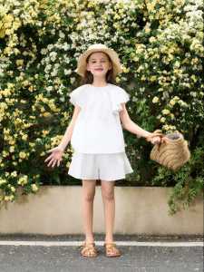 Marc&Janie | Elegant Lace Frill Sleeve Short Sleeve Girls Set 2PCS