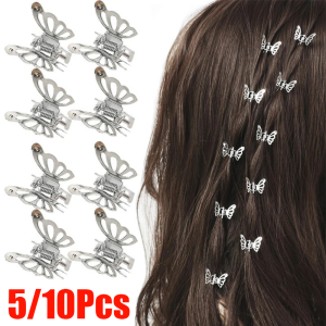 5Pcs Cute Silver Butterfly Hair Clips Mini Fashion Hairpins Metal Small Claws Sweet Girls Hair Accessories