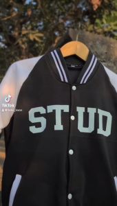 Jaket Varsity Anak Model Kancing Jaket Baseball STUD DESIGN TERBARU Baju Hangat Musim Dingin Lengan Panjang Fashion Terbaru Pria Wanita Atasan Fashionable Pakaian Casual Jaket Anak Murah S M L XL XXL hitam baby pink Jaket Anak Polos Jaket Bomber