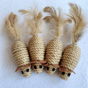 Sisal False Mouse Cat Toy Bite Resistance Stuffed Toy Interactive Cat Toy Simulation Mice Kitten Self-Playing Plush Toys