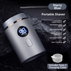 Portable Mini Electric Shaver 2024 New Model for Mens Beard Trimming Razor Blade 1307D Wireless Charging LED Display Shaving Machine