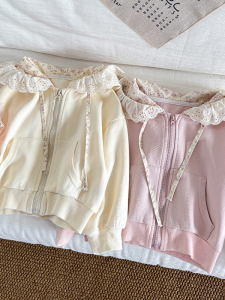 Girls Lace Hooded Outwear 2024 Spring & Fall New Arrival Children 1 Childrens Autumn Clothes Tops Girls 3 Children K-style Outwear Cardigan