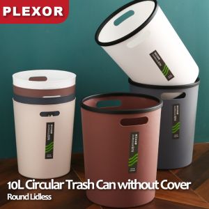 Plexor 10L Circular Trash Can without cover Household Plastic Garbage Bin Lidless Portable Waste Garbage Bin Kitchen Living Room Bathroom Small Paper Basket