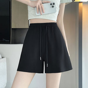 กางเกงขาสั้นกีฬาสำหรับผู้หญิง ทรงหลวม ขาตรง สไตล์ฮ่องกง ทรงสลิม เสื้อผ้าทำงานลำลอง สีเทา 5 จุด กางเกงขาสั้น