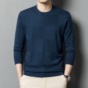 ROMON | Loose Casual Fashionable Round Neck Knitted Wool Sweater Romon Mens Spring Autumn New Style Comfortable Business Casual Top