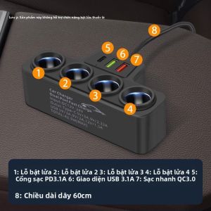 FLAME LIGHT | Đầu Sạc Xe Hơi Nhanh Cao Cấp Đa Năng 12V/24V 120W 3 Cổng