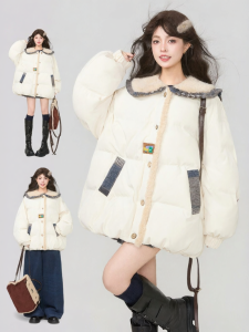 Keiko | Áo Khoác Bông Dày Có Cổ Xốp Vintage Ngọt Ngào