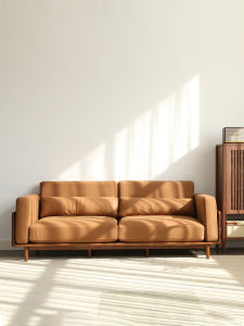 QINGMUTANG | Black Walnut Solid Wood Sofa Japanese Minimalist Modern Nordic