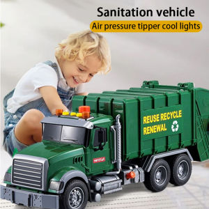 Large inertial simulation of sanitation garbage truck engineering car model cleaning garbage classification childrens toy boy