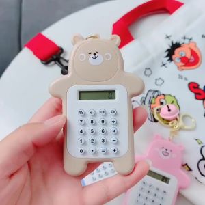 Kalkulator Mini Beruang 8 Digit Portabel Bisa Digantung Mainan Kunci Tas
