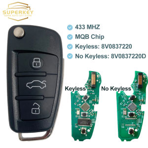 SuperKey For AUDI A3 S3 2012 2013 2014 2015 2016 2017 2019 Remote Flip Smart Car Key 434MHz MQB 48 Chip P/N:8V0837220D 8V0837220