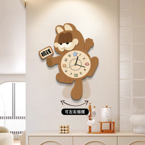 Swinging Cartoon Artistic Silent Wall Clock for Living Room And Restaurant Modern Minimalist Design No Drilling Required