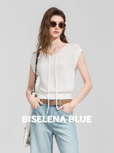 BEIQIANI | Irregular Colored Stones Decorated Knit Regular Shoulder Top