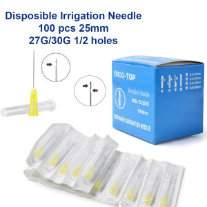 JNSUR 27G/30G Endodontics Irrigator Tips 100pcs Single Pack Irrigation Needles 25MM Disposable Root Canal Cleaning Dentistry