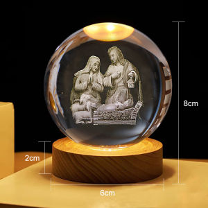 GEEK 3D lamp crystal ball night lamp USB table light with wooden base birthday gift home decor