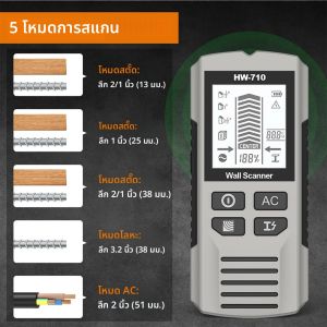 เครื่องตรวจจับโลหะติดผนังแบบมือถือ พร้อมจอ LCD ค้นหาโครงสร้างผนัง ไม้ สายไฟ AC ท่อโลหะ เครื่องสแกนผนังสำหรับงานตกแต่ง
