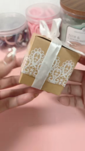 White Lace Ribbon Kraft Box for Birthdays Wedding Gifts Souvenirs