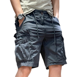 Mens Casual Cotton Work Shorts Five-Pocket Zipper Loose Fit Summer Wearable Multi-Pocket Utility Pants Breathable Comfortable