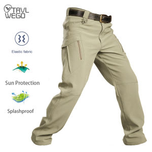 TRVLWEGO Mens Outdoor Pants Casual Trekking Quick Drying Lightweight Waterproof Hiking Cargo Pants with 6 Pockets Autumn