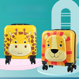 Adorable 3D Cartoon Animal Childrens Luggage Suitcase with Universal Wheels Student Travel Bag Gift Box ABS+PC Material