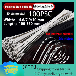 100PCS Stainless Steel Cable Tie Multi-Purpose Heavy Duty Self-Locking Cable Ties for Machinery Vehicles Exhaust Wrap Farms Pipes Roofs Cables Big Size Heavy Duty Cable Tie