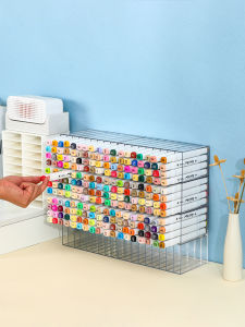 Marker Pen Storage Rack Transparent Desktop Crayon Stationery Store Display Rack Art Brush Multi-Layer Large Capacity Storage Box