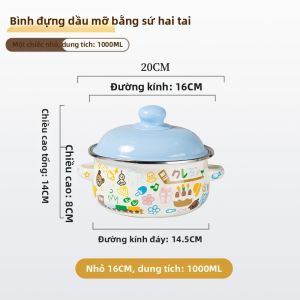 Nồi Đựng Mỡ Mạ Men Chống Nhiệt Cao Dung Tích Lớn Truyền Thống