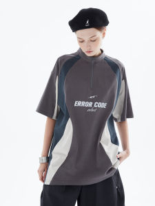 เสื้อยืดคอกลมแขนสั้นทรงหลวมสไตล์ยูนิเซ็กซ์ EROCD 23SS Arc Geometry Patchwork สไตล์สปอร์ตสำหรับเยาวชนในช่วงฤดูร้อน