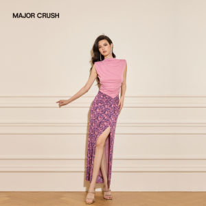 Floral Print Splice Sleeveless Fitted A-Line Dress