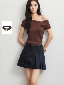 Vero Moda | Autumn 2026 New Stylish Cotton Belted Pleated A-Line Skirt