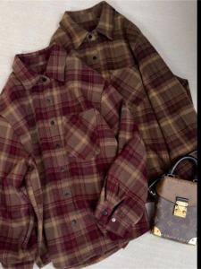 High-end Flannel Check Thickening Womens Jacket