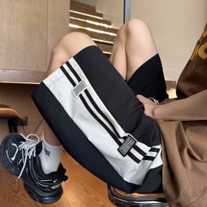 American Stripe Mens Summer Loose Basketball Sport Shorts Youth Casual High Street Fashion Brand Five-Quarter Mid-Pants