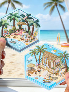 Summer Themed Embroidery Simulation Microscale Scene Stickers
