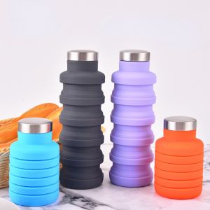 1pc Collapsible Water Bottle Reuseable BPA Free Silicone Foldable Bottles Portable Hiking Cup For Outdoor Mountaineering Tours