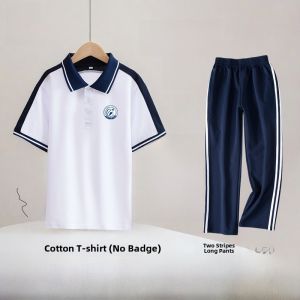 Short Sleeve Polo Shirt Sports T-Shirt Student Uniform Collar Flip High School Junior High Male Model Casual Style Summer Wear