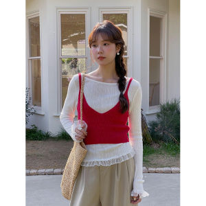 เสื้อกั๊กถักขนสัตว์แบบสวมหัวสำหรับผู้หญิง ชุดสองชิ้น ชุดฤดูใบไม้ร่วง 2025 ปกติ โพลีเอสเตอร์ วิธีสวมใส่ ปกติ