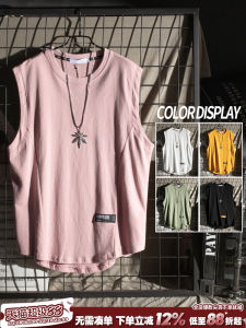 เสื้อกล้ามผู้ชายแฟชั่นสีพื้นมีเอกลักษณ์กีฬาแบรนด์ยอดนิยมสำหรับฤดูร้อน INS เสื้อยืดแขนกุดใส่ด้านนอกเสื้อกั๊กฮิปฮอปทรงหลวมแฟชั่นแมทช์ลุคง่าย