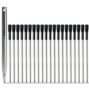 Portable Mini Pocket Metal Twist Ball Pen with 20Pcs Blue or Black Ink Replacement Refills School Home Daily Writing Stationery