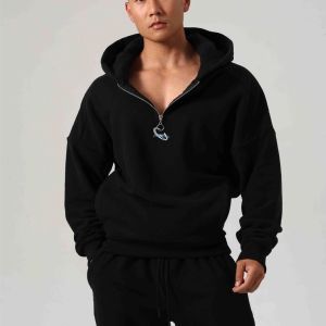 เสื้อสเวตเตอร์มีฮู้ดแขนยาวบุขนแกะสองหน้าหนา ชุดกีฬา ผ้าฟลีซ อบอุ่น สำหรับผู้ชาย ชุดกีฬาฤดูหนาว ชุดกีฬาฤดูหนาว