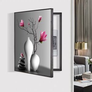 Modern Minimalist Vertical Side-Open Electric Meter Box Decorative Painting No-Punching Simple Landscape Nordic Living Room Hanging Artwork