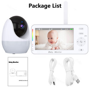WiFi 1080P Baby Monitor 4.3" Display+App Dual Control Nanny Night Vision Lullabies Feeding Reminder Night Light PTZ Baby Camera